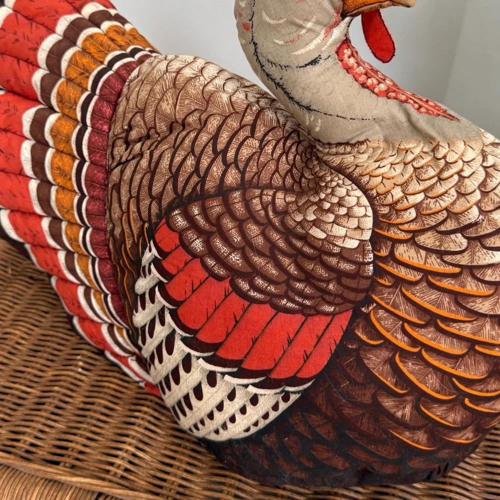 Vintage 70s 80s Turkey Pillow Fall Thanksgiving Decor EUC